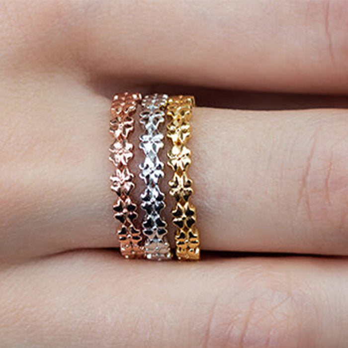 Good luck 4 Leaf Clover Stacking Rings